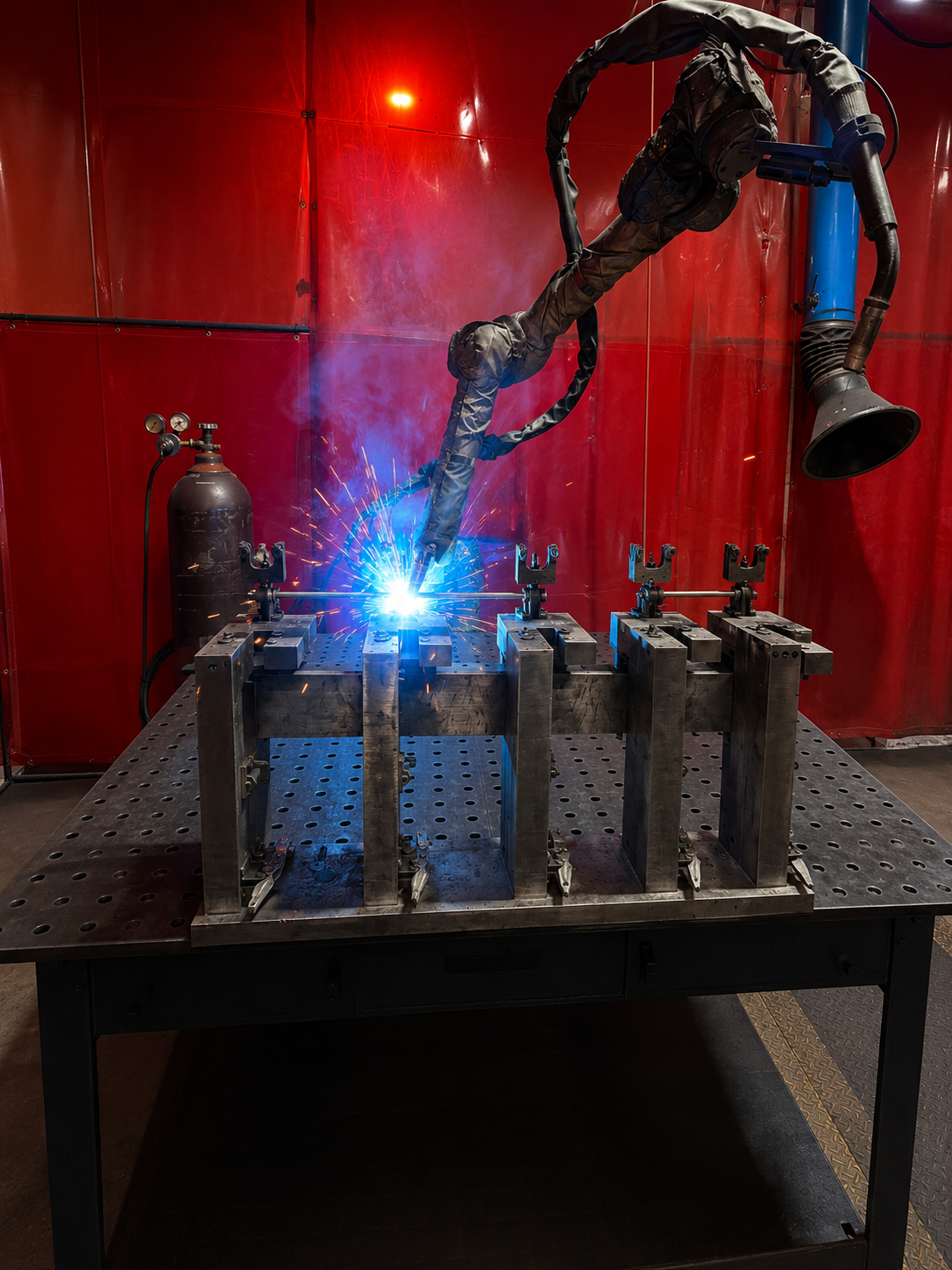 Multi-station robotic welding fixture detail